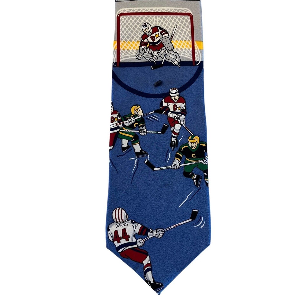 Vintage Vicky Davis Necktie 100% Silk Slap Shot Hockey Sports Theme Novelty Tie